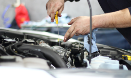 Mechanic working on car