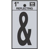 Address Letters, &, Reflective Black/Silver Vinyl, Adhesive, 1-In.