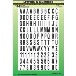 Address Number & Letter Set, Black Vinyl, Adhesive, 1-In.