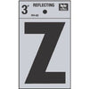 Address Letters, Z, Reflective Black/Silver Vinyl, Adhesive, 3-In.