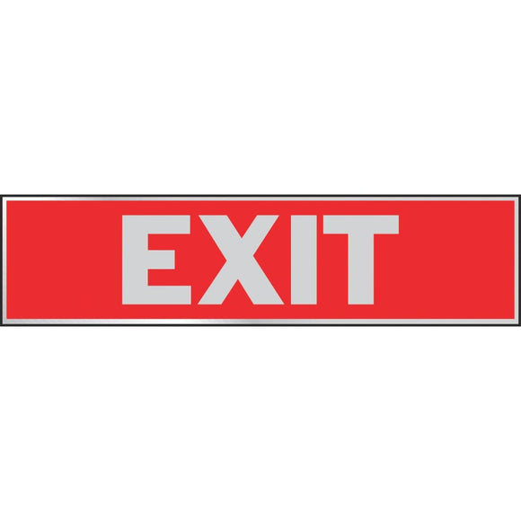 Hy-Ko Brushed Aluminum Sign, Exit