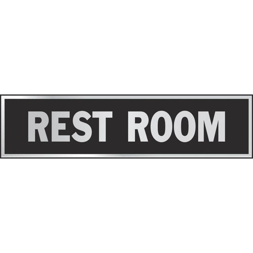 Hy-Ko Brushed Aluminum Sign, Restroom