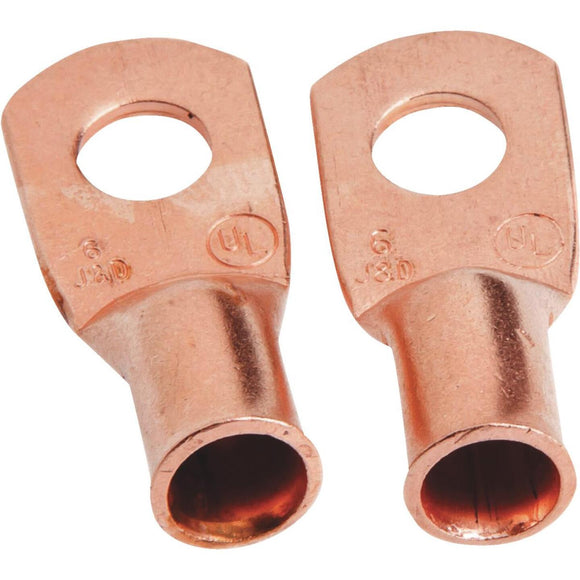 Forney #6 Cable x 1/4 In. Stud Copper Cable Lug (2-Pack)