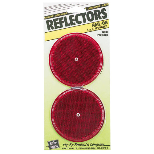 Hy-Ko 3-1/4 In. Dia. Round Red Nail-On Reflector (2-Pack)