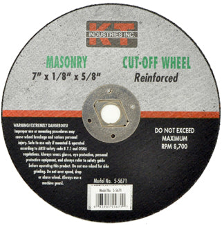 K-T Industries 7 X 1/8 X Dia Masonary Cutting Wheel