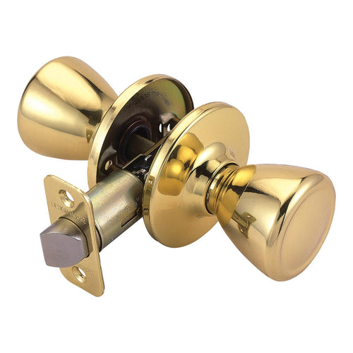 Design House Tulip 2-Way Latch Passage Door Knob in Polished Brass